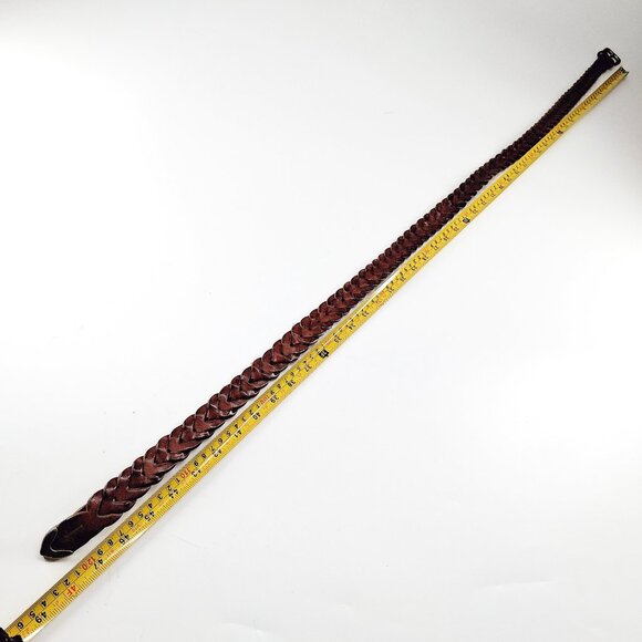 Vintage Genuine Leather Braided Belt Brown Western Distressed 1 Inch Wide XL 48 - Picture 8 of 11